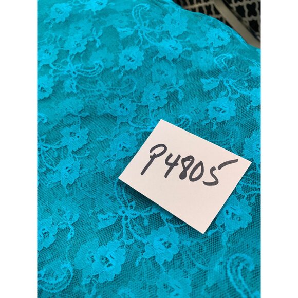 Turquoise Floral Lace Fabric 1 yards 45" wide Sewing Craft Projects - Picture 4 of 4